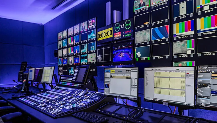 Core Broadcast Equipment in a TV Studio